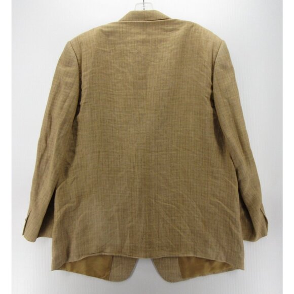 VINTAGE Ermenegildo Zegna Sport Coat Men 50 Tan Blazer Linen Jacket Plaid* - Picture 10 of 16